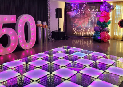 Birthday Parties with frosted and mirror dance floors