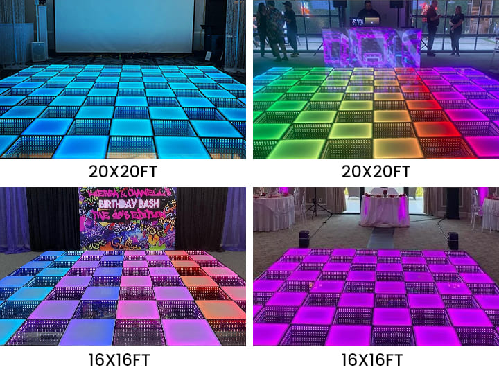 20×20′ Dance Floor VS 16×16′ Dance Floor