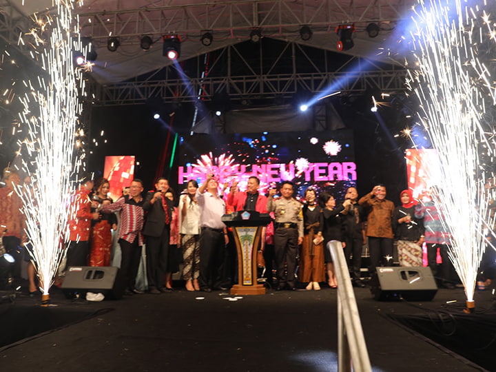 Fireworks machine at the New Year's party event site