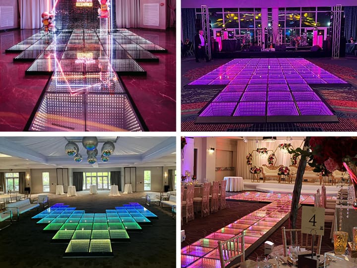 LED dance floors in various venues