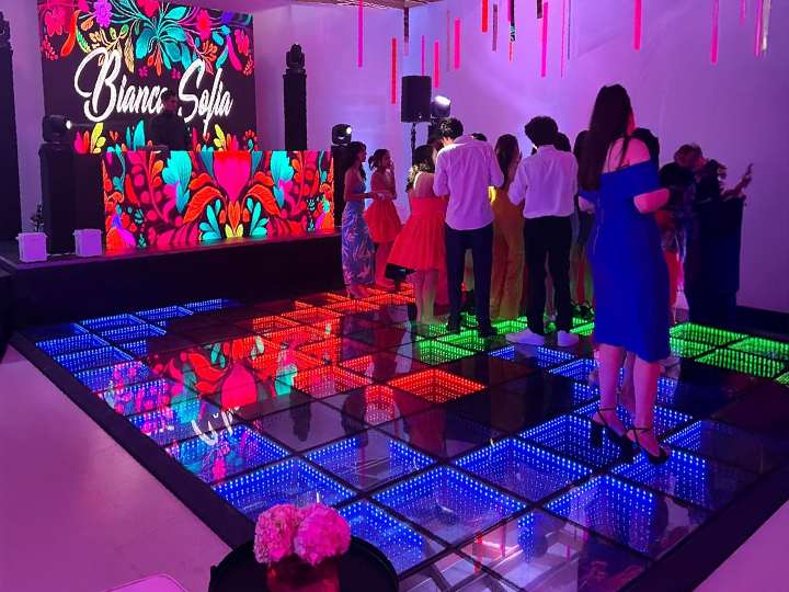 Modern LED dance floor synced with music