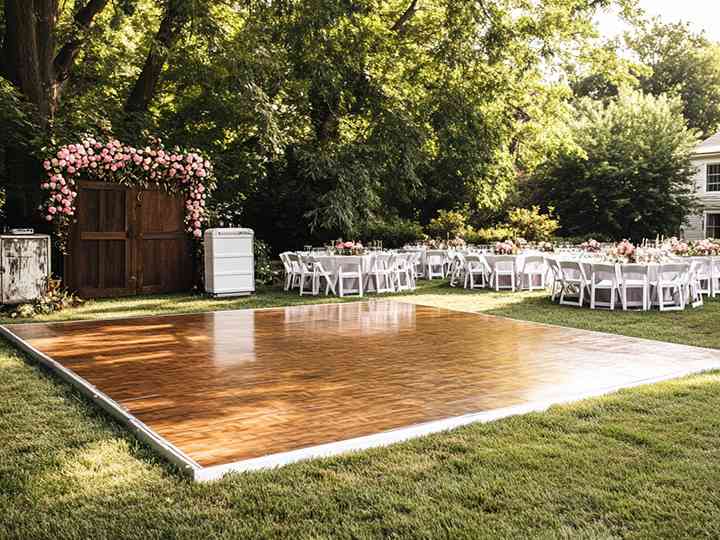 Temporary wooden platform for outdoor dancing