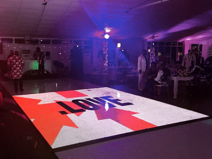 Video LED dance floor showing custom animations