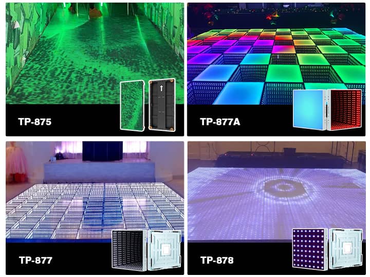 Collage de diferentes tipos de Pistas de Baile LED