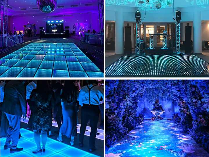 LED dance floor with colorful patterns