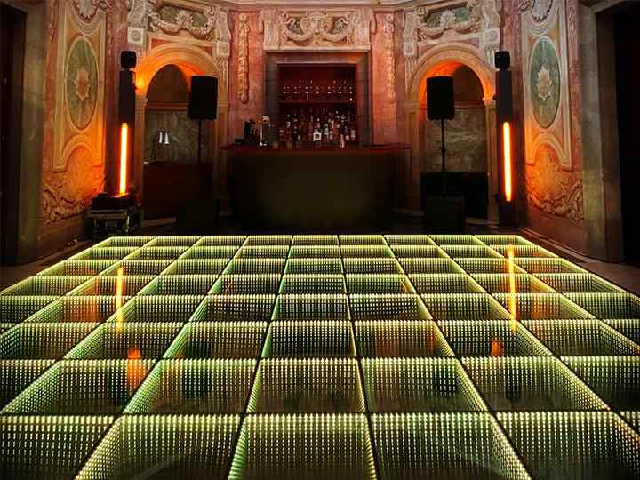 Sleek tempered glass dance floor