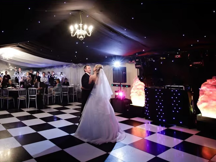 Classic black and white starlit dance floor