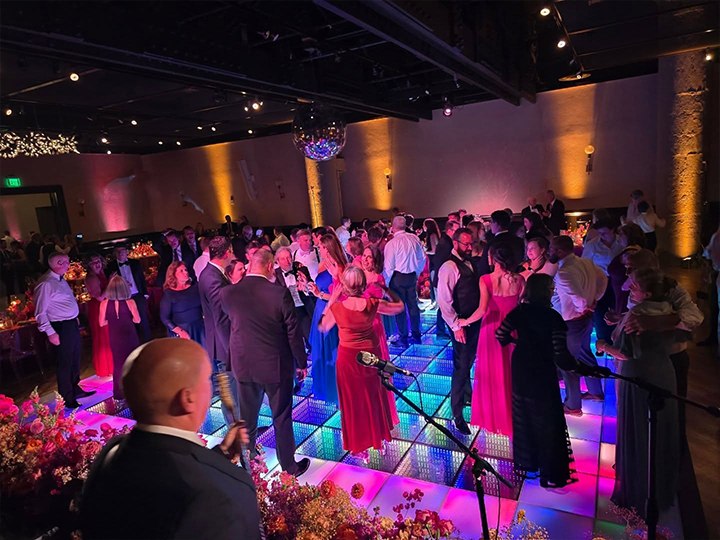 Tempered glass dance floor for heavy foot traffic.